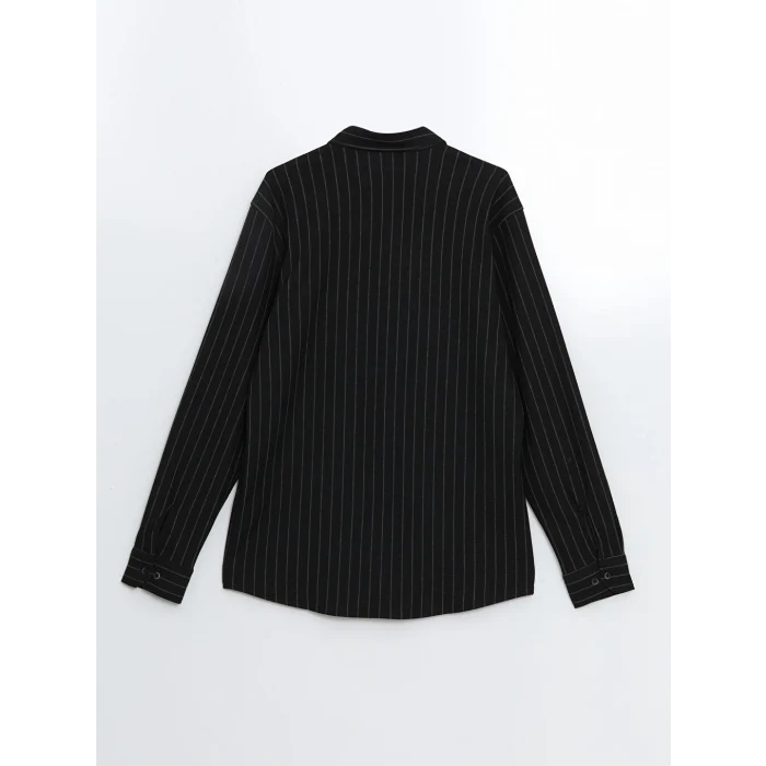 SOUTHBLUE Siyah Slim Fit Uzun Kollu Çizgili Erkek Gömlek