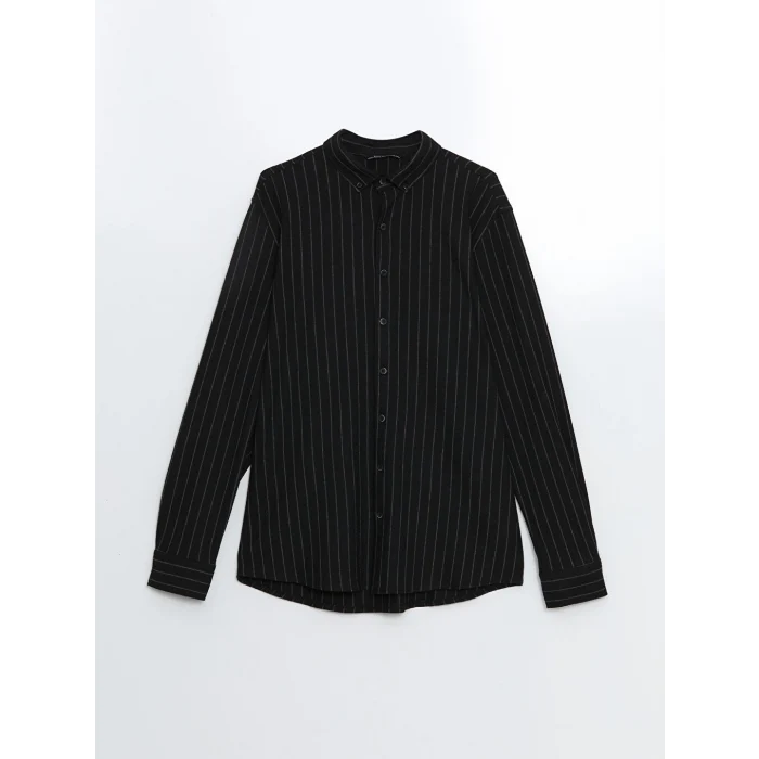 SOUTHBLUE Siyah Slim Fit Uzun Kollu Çizgili Erkek Gömlek