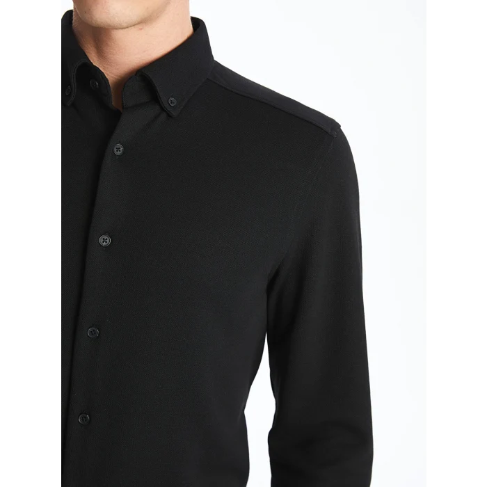 SOUTHBLUE Siyah Slim Fit Uzun Kollu Erkek Gömlek