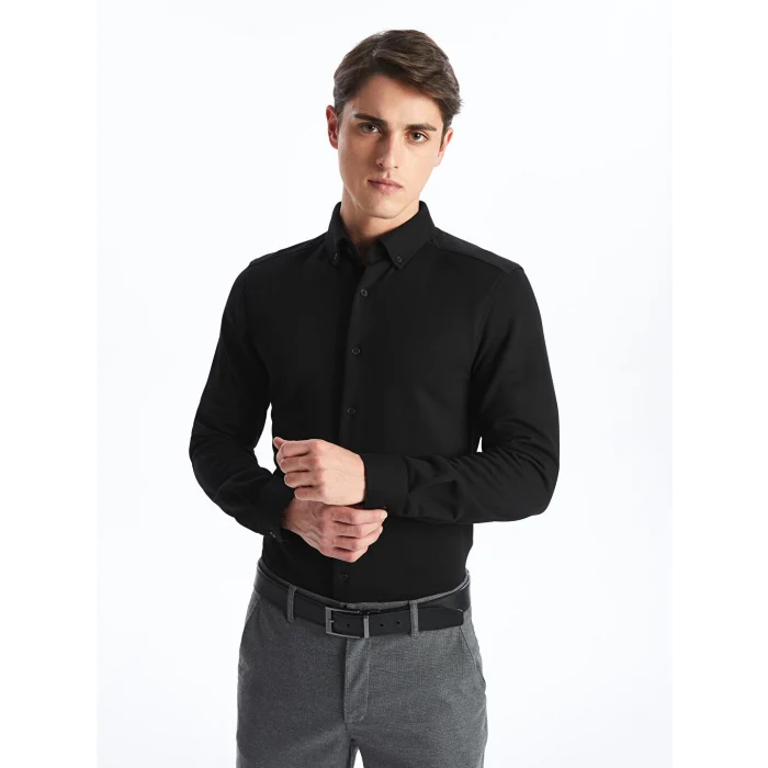 SOUTHBLUE Siyah Slim Fit Uzun Kollu Erkek Gömlek