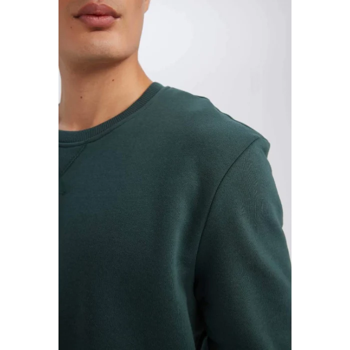 T3777 Regular Fit Bisiklet Yaka Kalın Basic Düz Sweatshirt