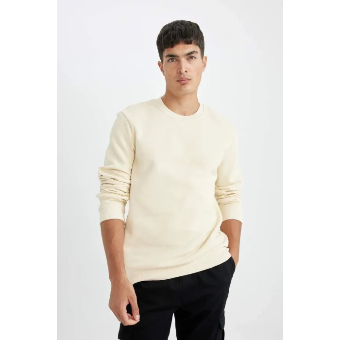 T3777 Regular Fit Bisiklet Yaka Basic Düz Sweatshirt