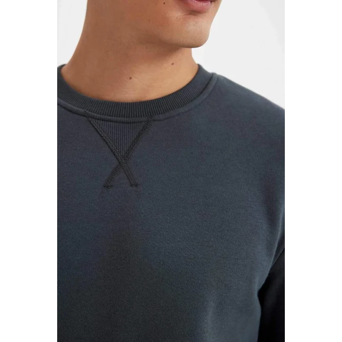 T3777 Regular Fit Bisiklet Yaka Basic Düz Sweatshirt