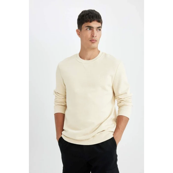 T3777 Regular Fit Bisiklet Yaka Basic Düz Sweatshirt