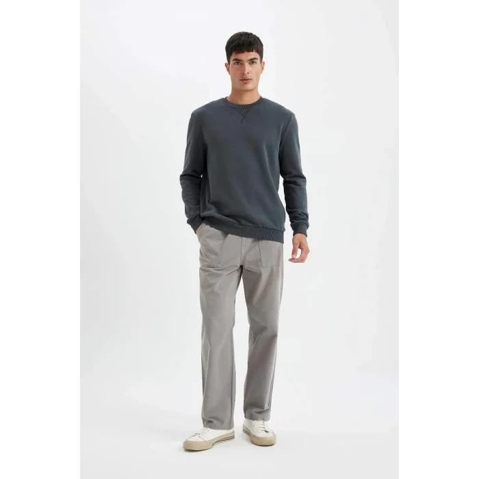 T3777 Regular Fit Bisiklet Yaka Basic Düz Sweatshirt