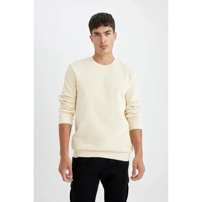 T3777 Regular Fit Bisiklet Yaka Basic Düz Sweatshirt