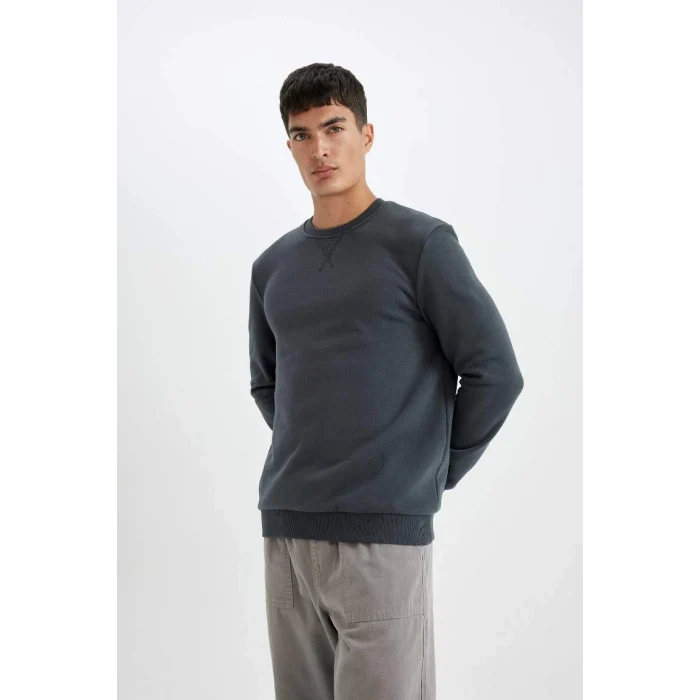 T3777 Regular Fit Bisiklet Yaka Basic Düz Sweatshirt