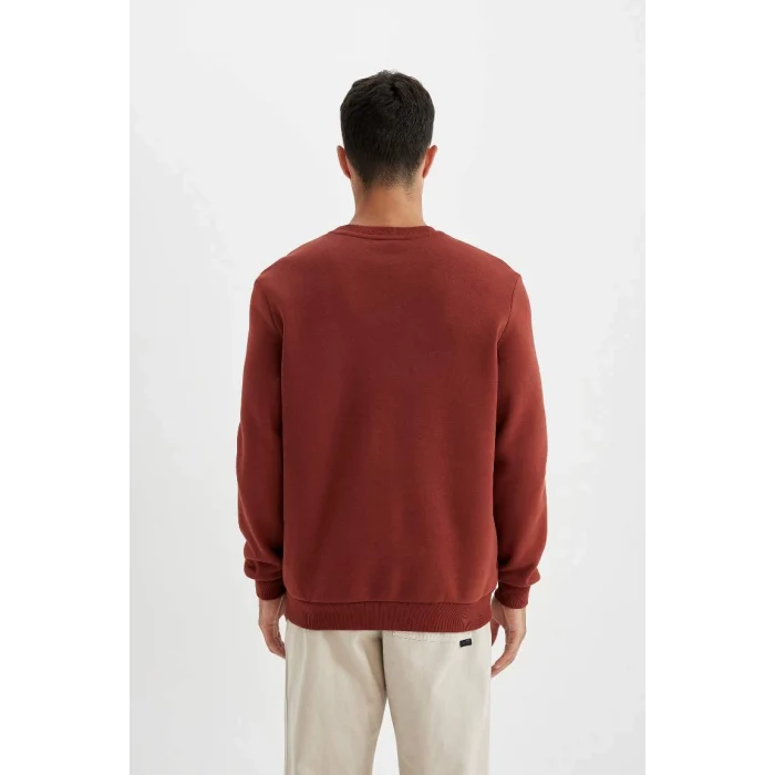 T3777 Regular Fit Bisiklet Yaka Kalın Basic Düz Sweatshirt