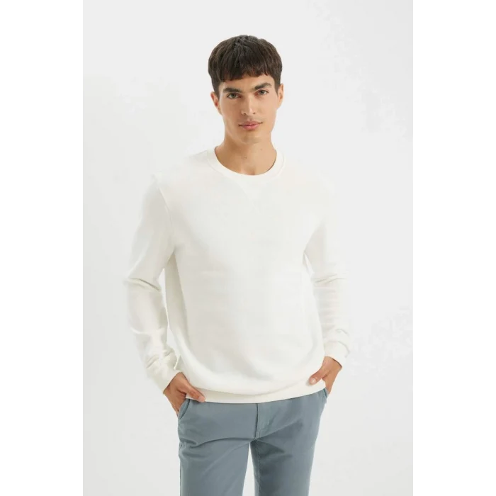 T3777 Regular Fit Bisiklet Yaka Basic Düz Sweatshirt