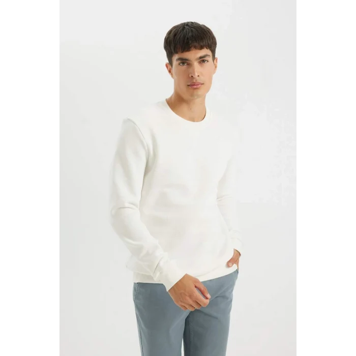 T3777 Regular Fit Bisiklet Yaka Basic Düz Sweatshirt