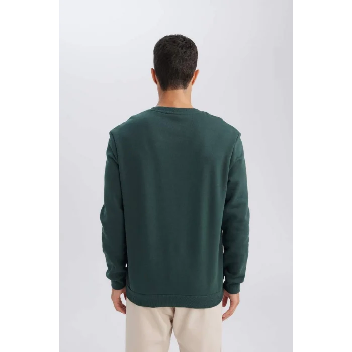 T3777 Regular Fit Bisiklet Yaka Kalın Basic Düz Sweatshirt