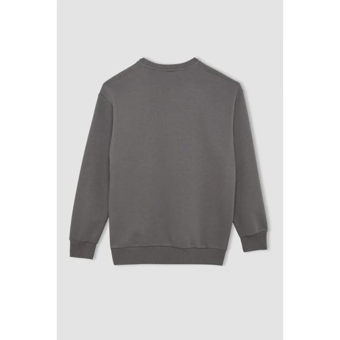 T5139 Oversize Geniş Kalıp Bisiklet Yaka Kalın Kumaş Basic Düz Sweatshirt