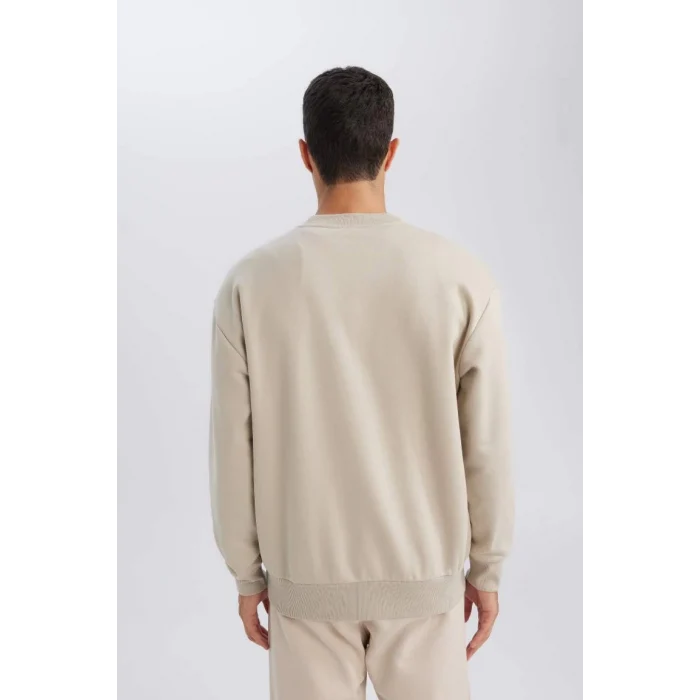 T5139 Oversize Geniş Kalıp Bisiklet Yaka Kalın Basic Düz Sweatshirt