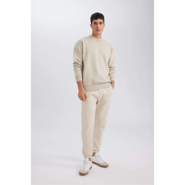 T5139 Oversize Geniş Kalıp Bisiklet Yaka Kalın Basic Düz Sweatshirt