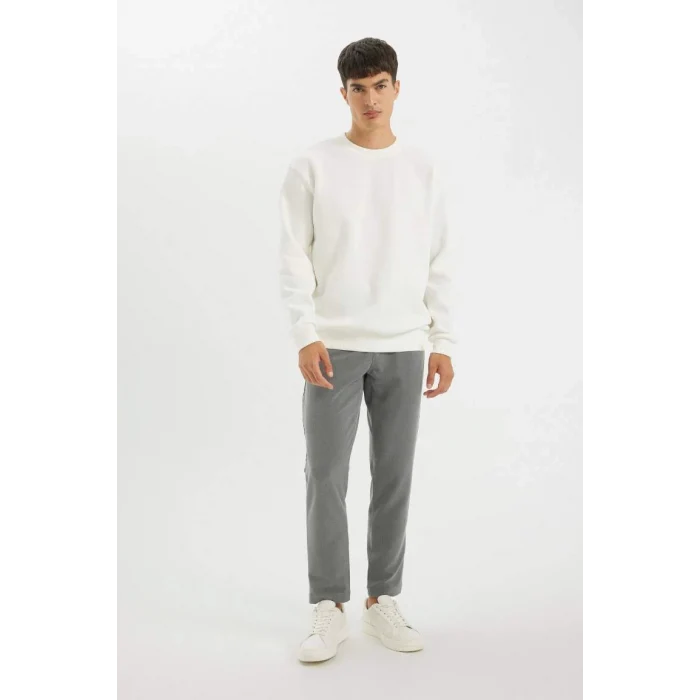 T5139 Oversize Geniş Kalıp Bisiklet Yaka Kalın Kumaş Basic Düz Sweatshirt