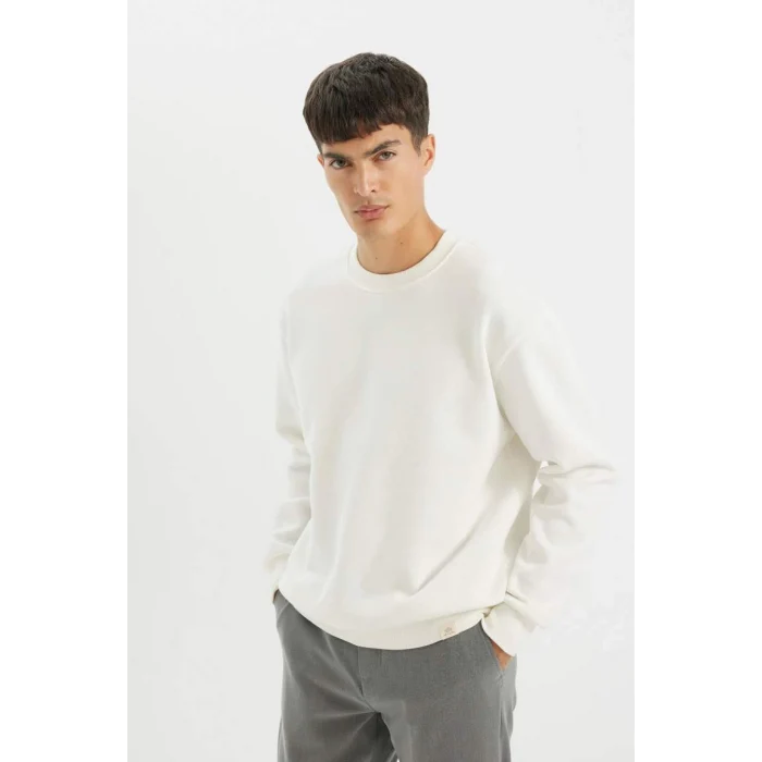 T5139 Oversize Geniş Kalıp Bisiklet Yaka Kalın Kumaş Basic Düz Sweatshirt