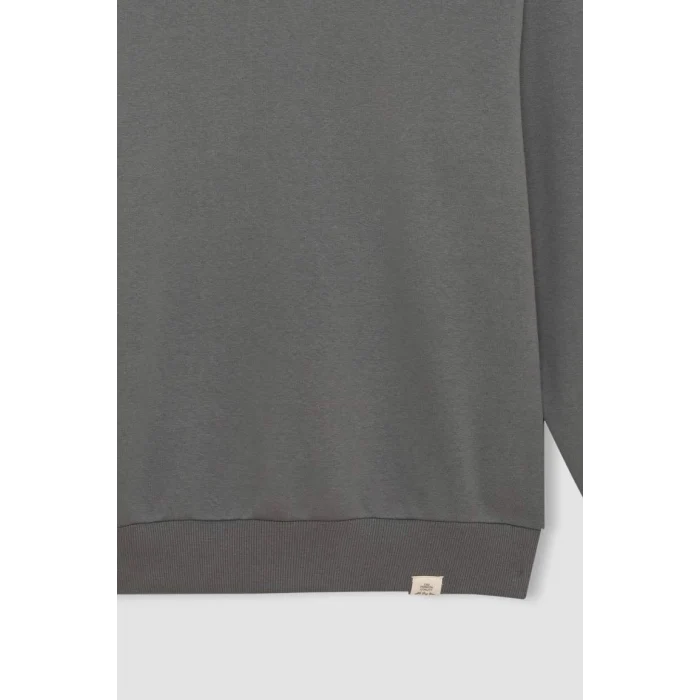 T5139 Oversize Geniş Kalıp Bisiklet Yaka Kalın Kumaş Basic Düz Sweatshirt