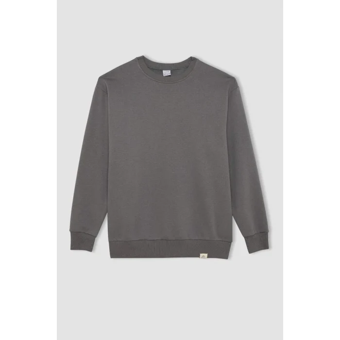 T5139 Oversize Geniş Kalıp Bisiklet Yaka Kalın Kumaş Basic Düz Sweatshirt
