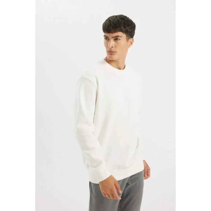 T5139 Oversize Geniş Kalıp Bisiklet Yaka Kalın Kumaş Basic Düz Sweatshirt