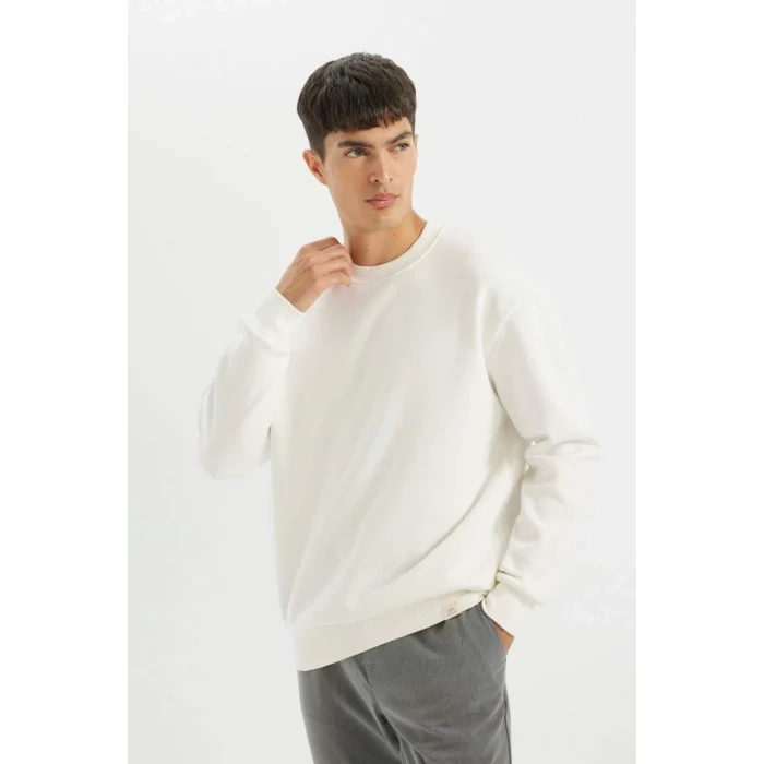 T5139 Oversize Geniş Kalıp Bisiklet Yaka Kalın Kumaş Basic Düz Sweatshirt