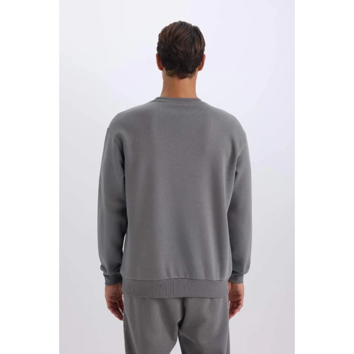 T5139 Oversize Geniş Kalıp Bisiklet Yaka Kalın Kumaş Basic Düz Sweatshirt