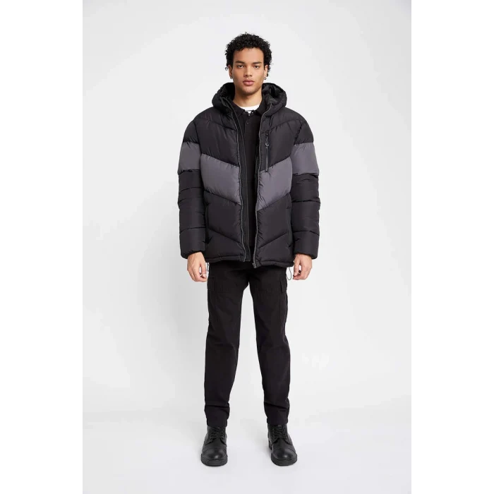 U1708 Regular Fit Kapüşonlu Puffer Şişme Mont