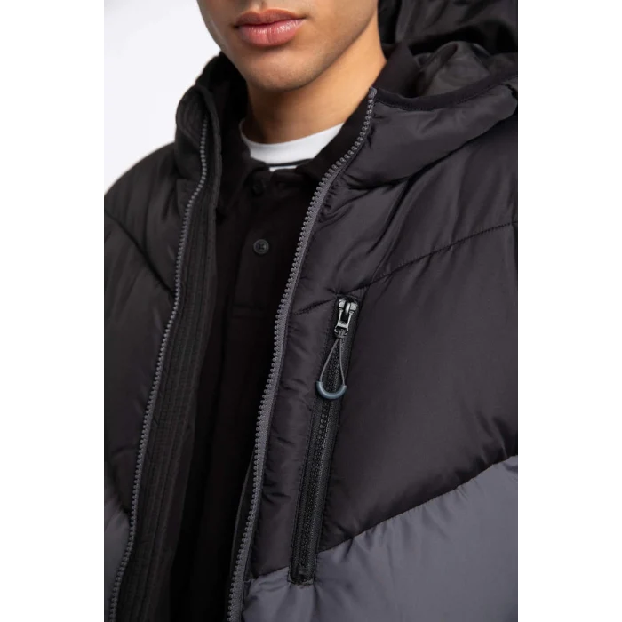 U1708 Regular Fit Kapüşonlu Puffer Şişme Mont