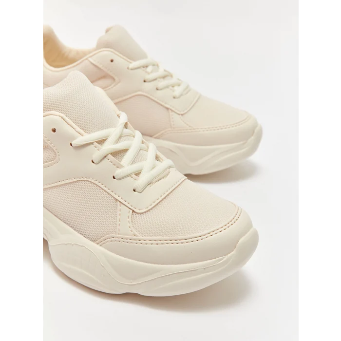 LCW STEPS Ekru Bağcıklı Kadın Spor Ayakkabı