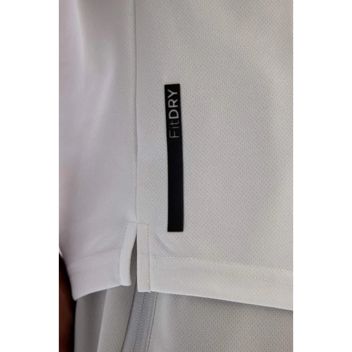 V2887 DeFactoFit Gri Slim Fit Dar Kesim Bisiklet Yaka Baskılı Sporcu Kısa Kollu Basic Düz Tişört