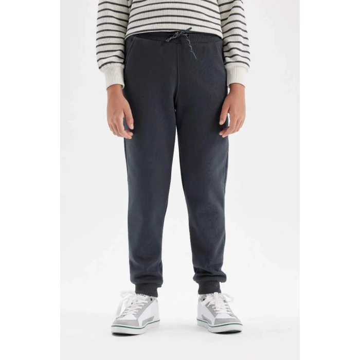 W0773 Antrasit Beli Paçası Lastikli Cepli Jogger Okul Eşofman Altı