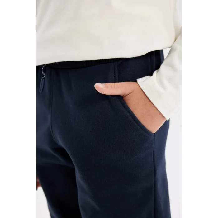 W0773 Lacivert Beli Paçası Lastikli Cepli Jogger Okul Eşofman Altı