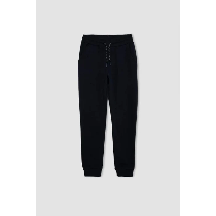 W0773 Lacivert Beli Paçası Lastikli Cepli Jogger Okul Eşofman Altı
