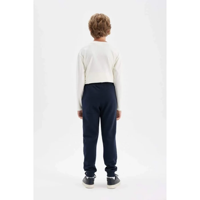 W0773 Lacivert Beli Paçası Lastikli Cepli Jogger Okul Eşofman Altı