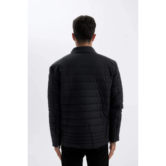 X4014 Slim Fit Dik Yaka Fermuarlı Cepli Suni Deri Ceket Mont