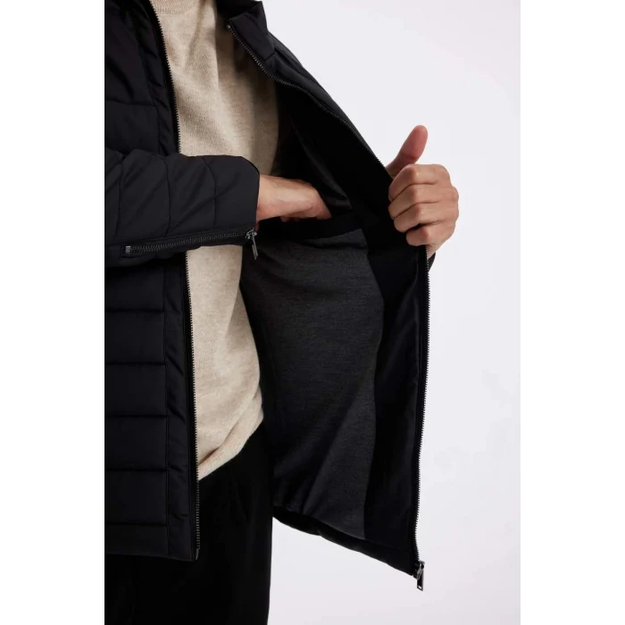 X4014 Slim Fit Dik Yaka Fermuarlı Cepli Suni Deri Ceket Mont