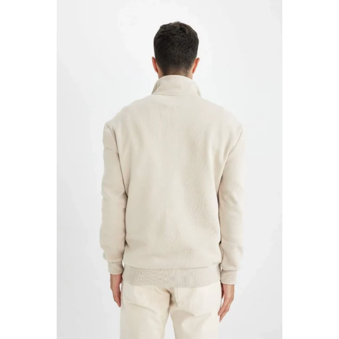 X7405 Comfort Regular Fit Rahat Kalıp Fermuarlı Dik Yaka Basic Sweatshirt