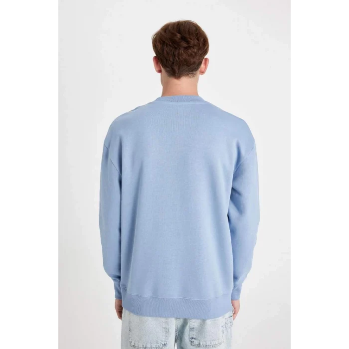X8282 Boxy Fit Bisiklet Yaka Baskılı Sweatshirt