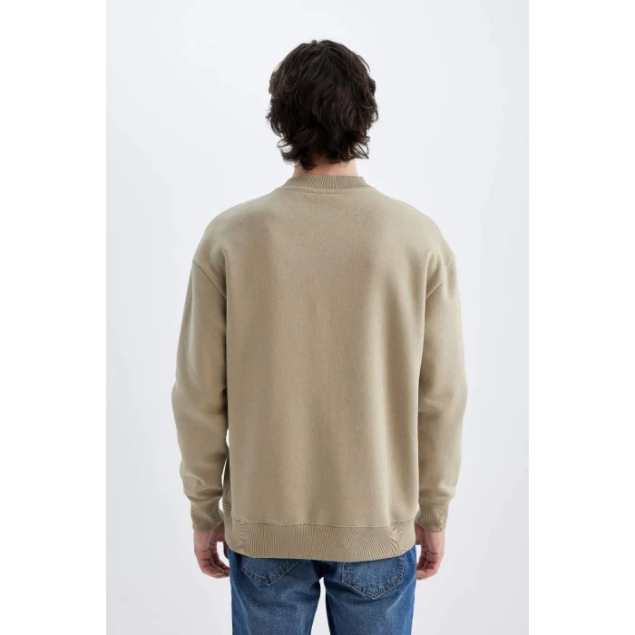 X8282 Boxy Fit Bisiklet Yaka Baskılı Sweatshirt