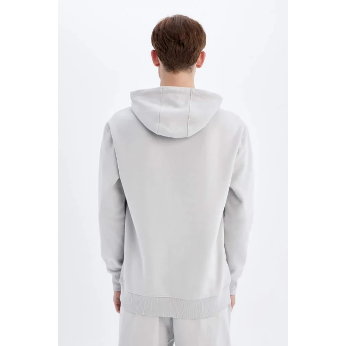 X8283 Regular Fit Kapüşonlu İçi Yumuşak Tüylü Basic Düz Sweatshirt