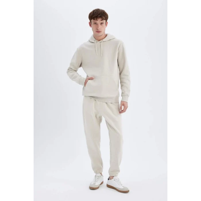 X8283 Regular Fit Kapüşonlu Cepli İçi Yumuşak Tüylü Basic Düz Sweatshirt