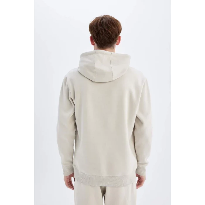 X8283 Regular Fit Kapüşonlu Cepli İçi Yumuşak Tüylü Basic Düz Sweatshirt