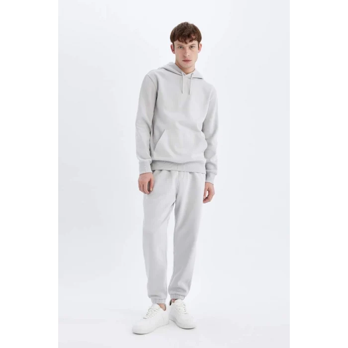 X8283 Regular Fit Kapüşonlu İçi Yumuşak Tüylü Basic Düz Sweatshirt