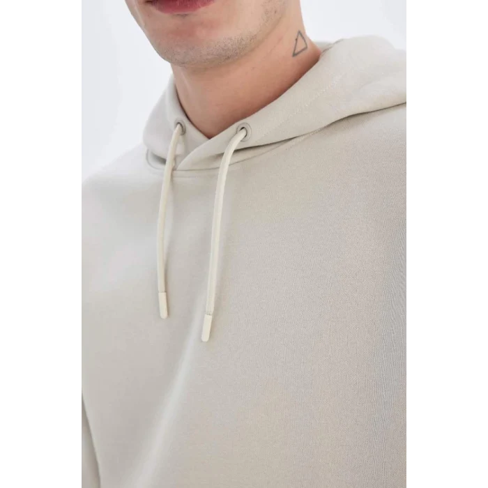 X8283 Regular Fit Kapüşonlu Cepli İçi Yumuşak Tüylü Basic Düz Sweatshirt