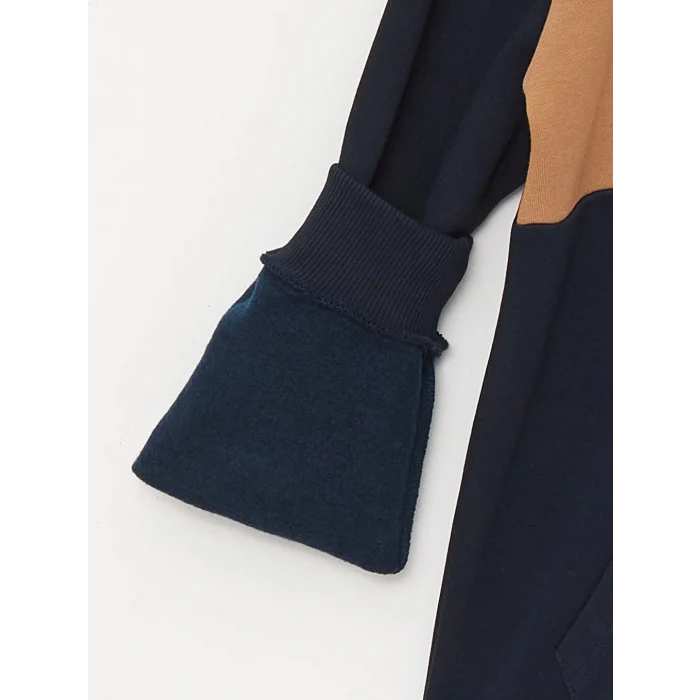 XSIDE Lacivert Uzun Kollu Baskılı Erkek Kalın Hoodie