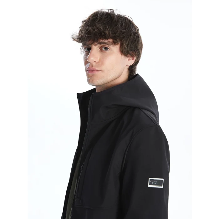 LC Waikiki XSIDE Siyah Standart Kalıp Kapüşonlu Erkek Mont