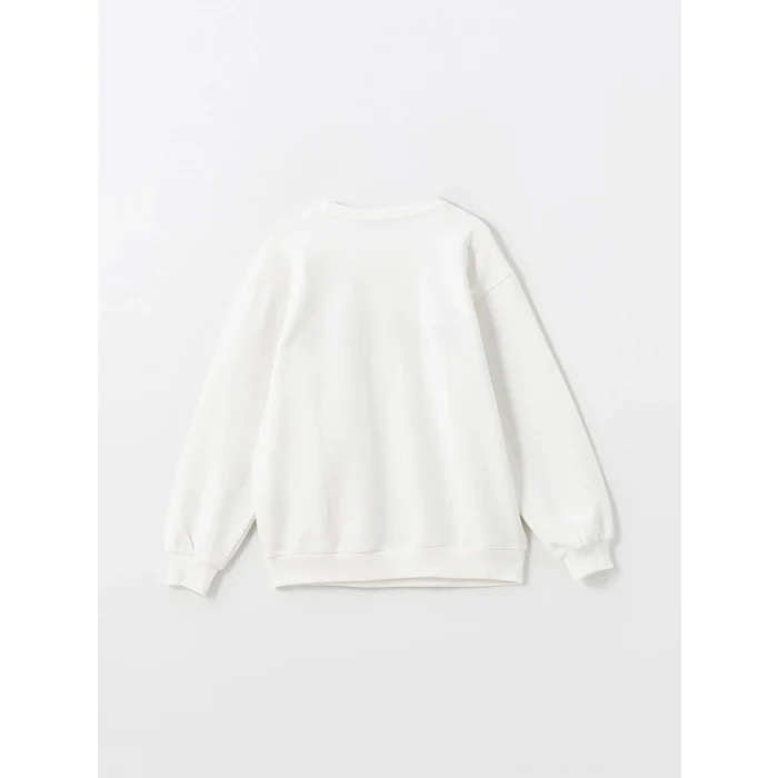 XSIDE ACTIVE Beyaz Baskılı Oversize Kadın Kalın Sweatshirt