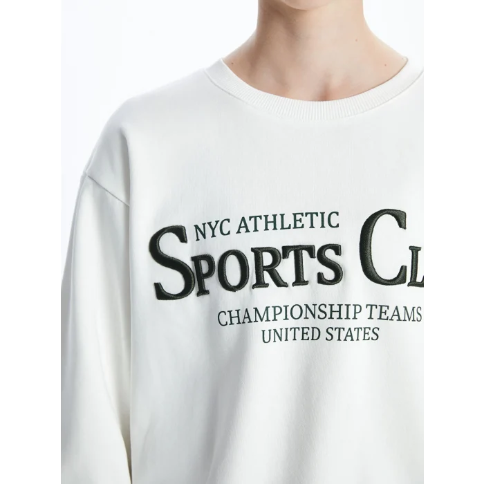 XSIDE ACTIVE Beyaz Baskılı Oversize Kadın Kalın Sweatshirt