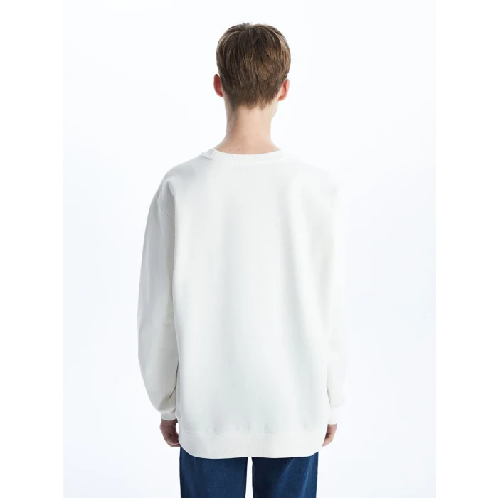 XSIDE ACTIVE Beyaz Bisiklet Yaka Baskılı Kadın Sweatshirt