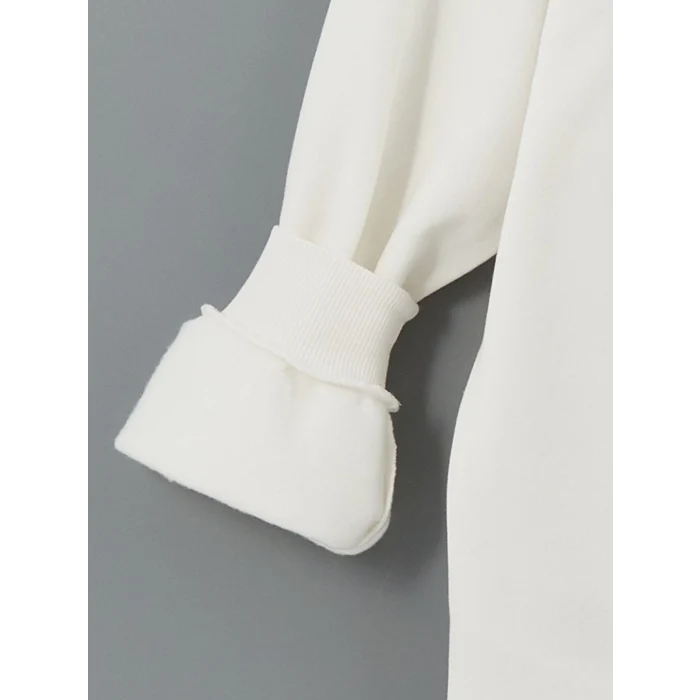 XSIDE ACTIVE Beyaz Bisiklet Yaka Baskılı Kadın Sweatshirt