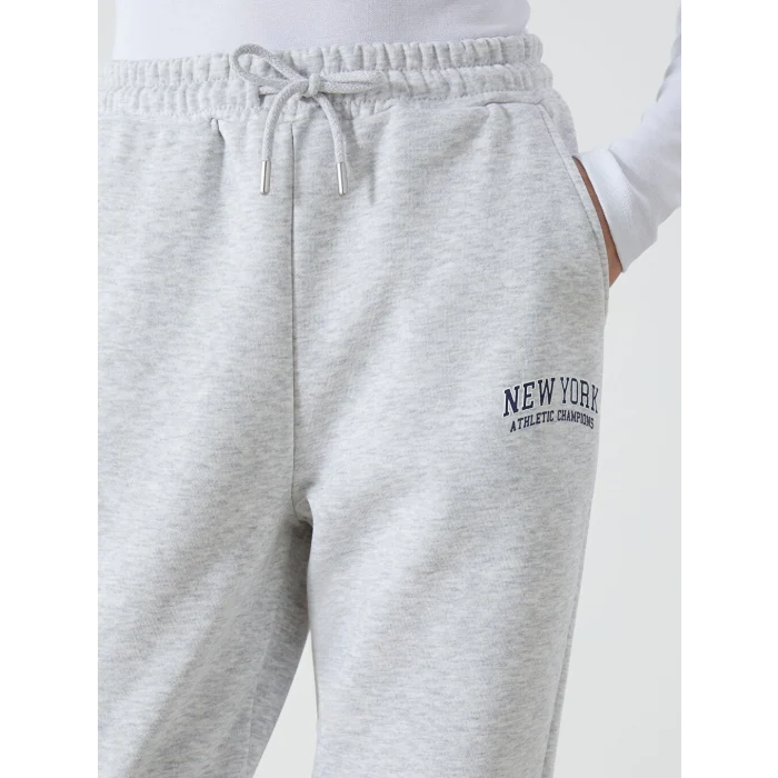 XSIDE ACTIVE Gri Baskılı Kadın Kalın Jogger Spor Eşofman Altı